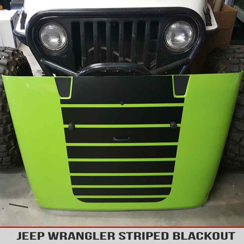 Jeep Wrangler Striped Hood Blackout | AlphaVinyl