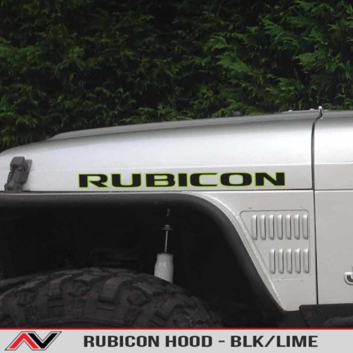 rubiconhooddecaljeepblacklimegreenjeepstickerbanner AlphaVinyl