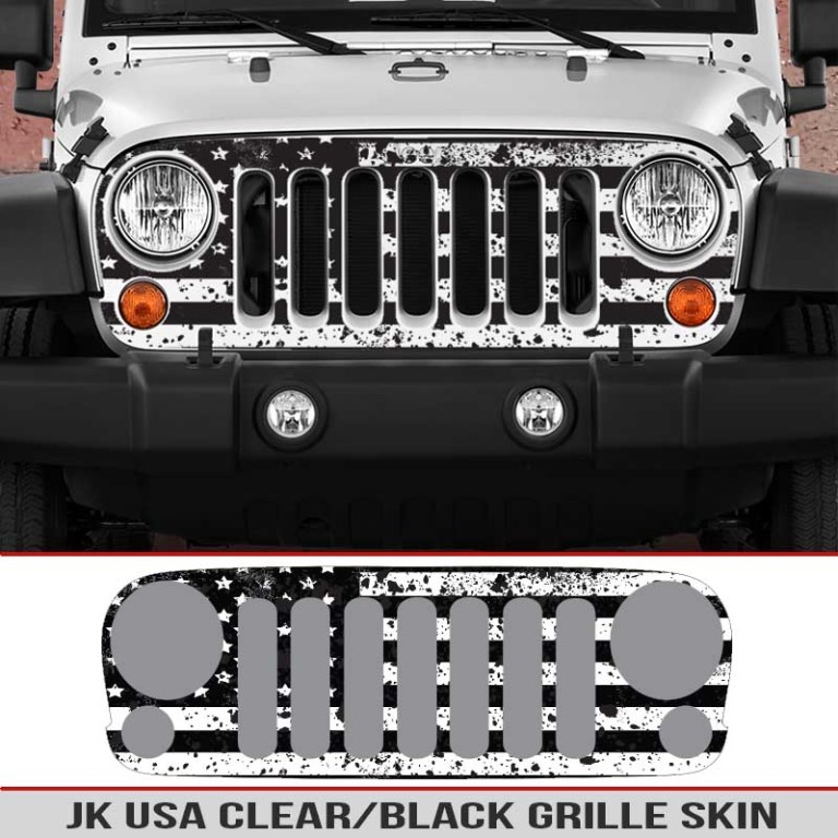 Jeep Wrangler Grille Skins Usa Wrangler Jk Distressed Decal Clear