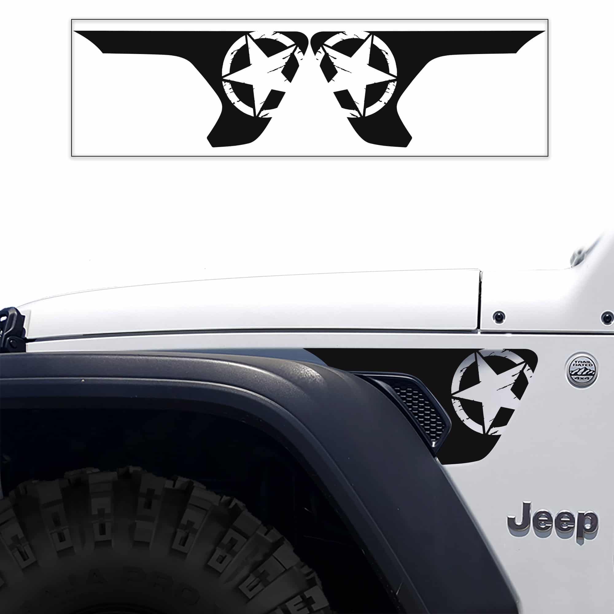 Wrangler JL/JT Side Scoop Mil Star Fender Decals | AlphaVinyl