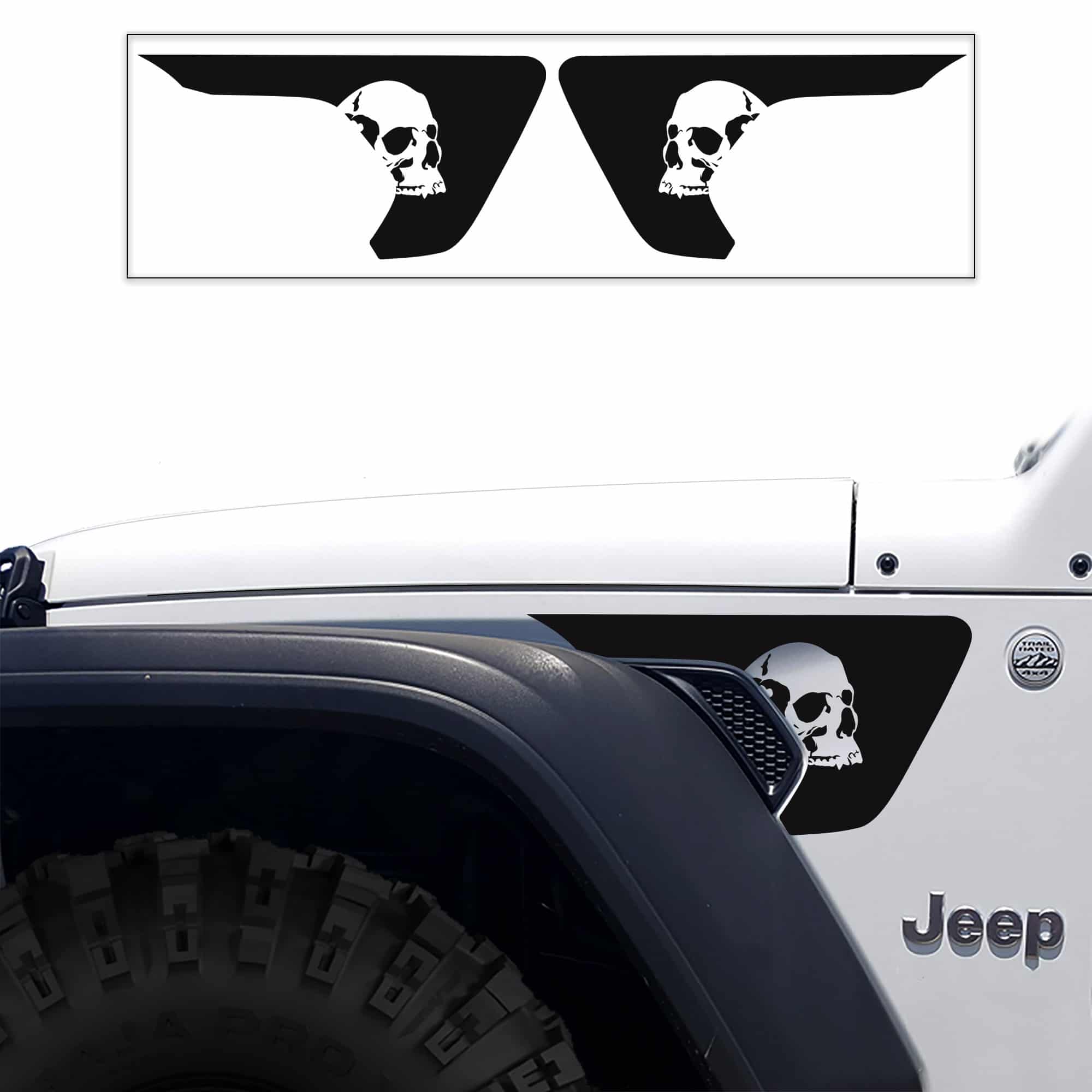 Wrangler JL/JT Side Scoop Skull Fender Decals | AlphaVinyl